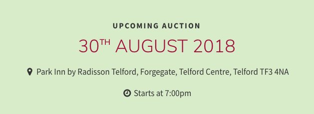 TACAuctionsWM's tweet photo. JOIN US on the 30th August where we will be ready to put some lots under the hammer at our latest property auction. Come down to the Park Inn, #Telford by 7pm to see what we have to offer! https://t.co/x51ypTCgXE https://t.co/SzTuxsNJPF