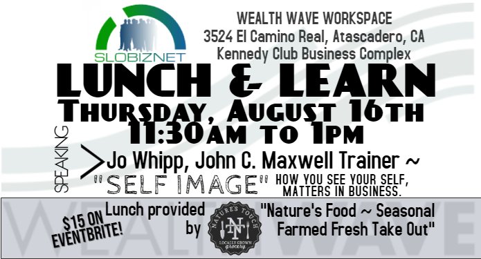 SLOCCBA's tweet photo. This week is the "Third Thursday" at The Wealth Wave Workspace! Check out the line up! - https://t.co/ur95243nAb https://t.co/naul7y9yQs