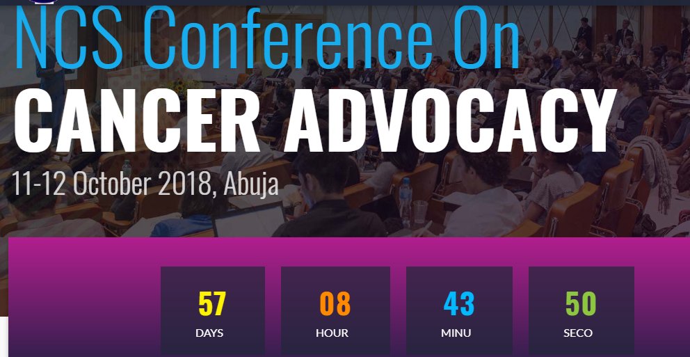 NigCancer's tweet photo. Have you registered to attend the #NigerianCancerSociety International Conference?
Dates: 11- 12 October 2018
Venue. YarAdua Centre, Abuja.
Register to attend at https://t.co/dj81sSRsvK  
Enquiries: 08034063733
.
#NigCancerConference
#NCSConference2018 https://t.co/BWhpYVQDwo