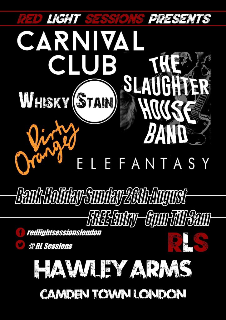 RLSessions's tweet photo. Catch all this @hawley_arms on bank holiday Sunday. @carnivalclubuk @WhiskyStain @theslaughterhseband @dirtyorange3 @elefantasyband Over 18s / Free Entry / DO NOT MISS THIS! https://t.co/sQnOoyacpk