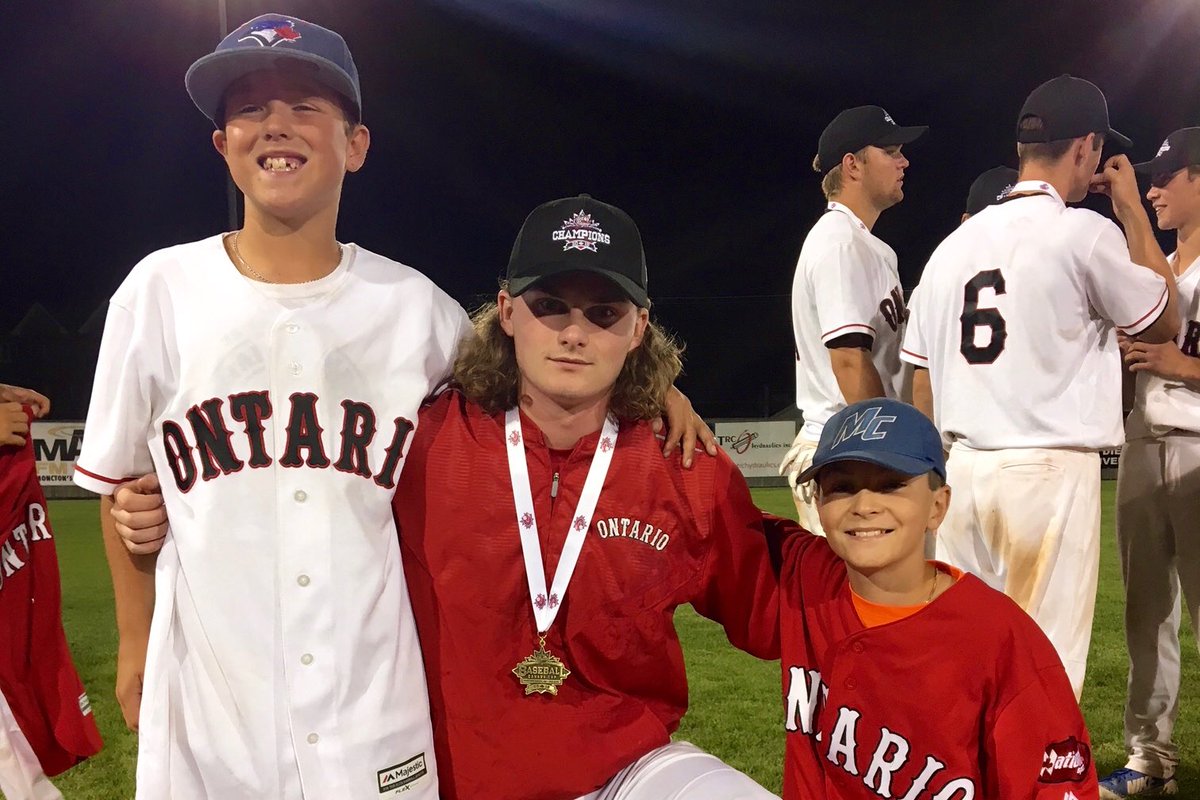 BallparkTaco's tweet photo. Special @BaseballOntario memories involving the enjoyment of young @_Baseball_NB players supporting us. Maverick,Max &amp; Zac reminding us why we love the game. Energy, enthusiasm &amp; smiles. #Baseball #YouthPower https://t.co/s6bqodO9Mu