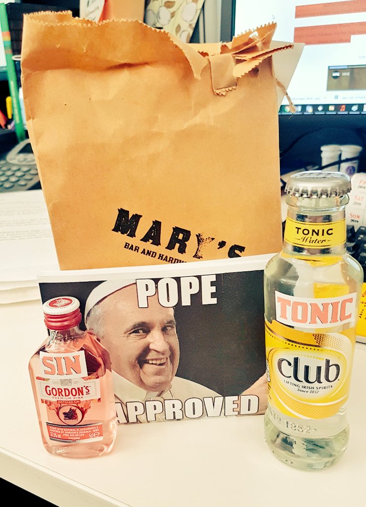 EdSmithington's tweet photo. Does a soul good to see @MarysBarDublin doing God's work ahead of Frankie's visit.
Thanks for the Holy water.
#ProjectPope https://t.co/A8mC9eZqtL