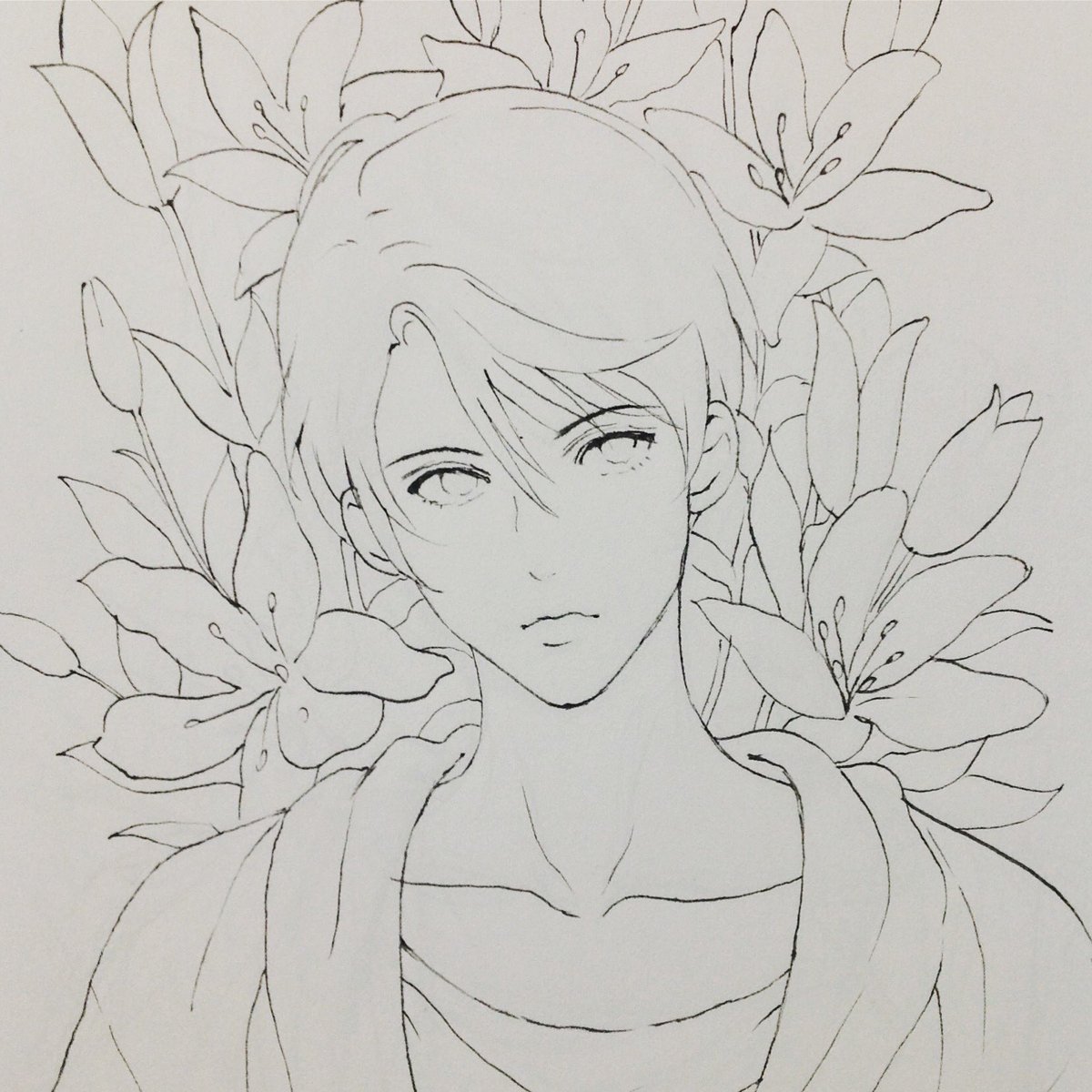 Lily flower , tool : G pen 