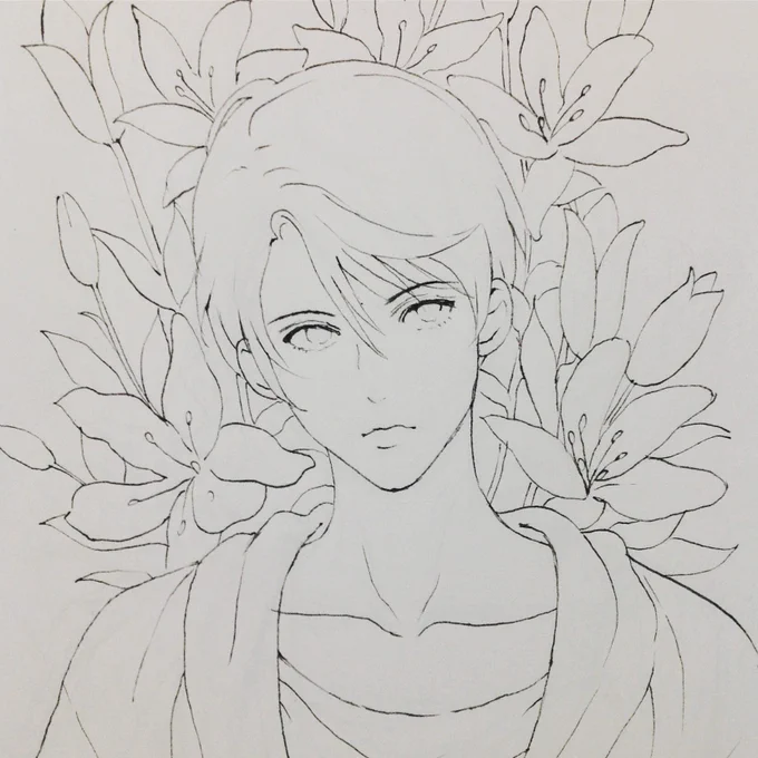Lily flower , tool : G pen 