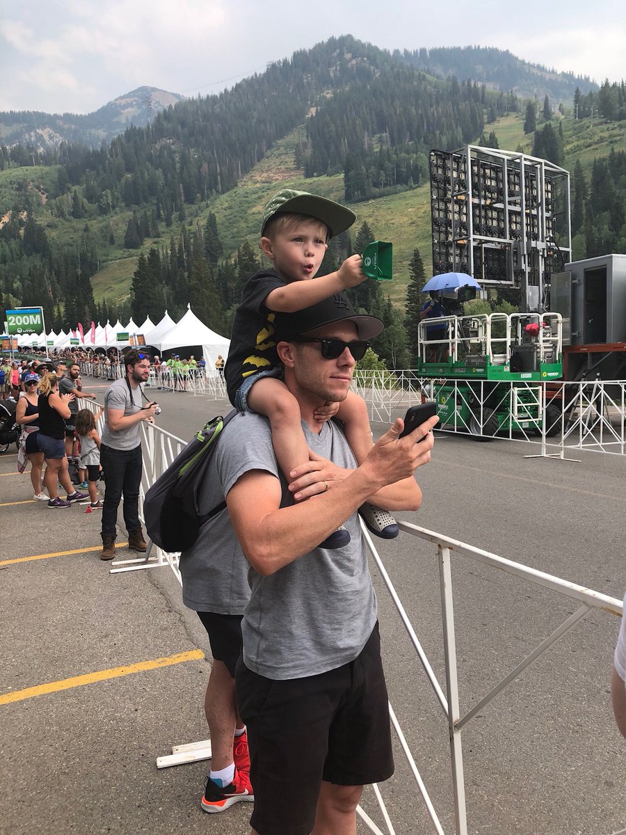 Saw amazing things at the <a href="/TourofUtah/">The Tour of Utah</a> but nothing compares to seeing this as you cross the line. Older brother <a href="/PasqualeRagazzo/">Pasquale Ragazzo</a> and nephew Soren making some noise! Resting up on a short break before @CoClassicPro #PUMPED #strongcowbellarm @the_303_project