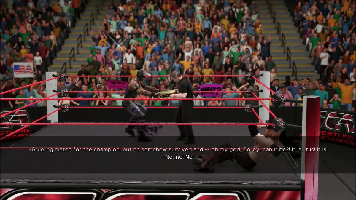 GCAWRESTLING2K's tweet photo. WHAT!! Sometimes victories don't last that long! #SetoWreck returned at the #GCASeason2 premiere & cashed in his #UltimateClimb briefcase! The two parties went to war in that GCA ring, but Seto Wreck walked away the NEW GLOBAL CHAMPION! 😮 #GCAWrestleVerse #WWE2K18 #GCAWrestling https://t.co/V9eB82AkTy