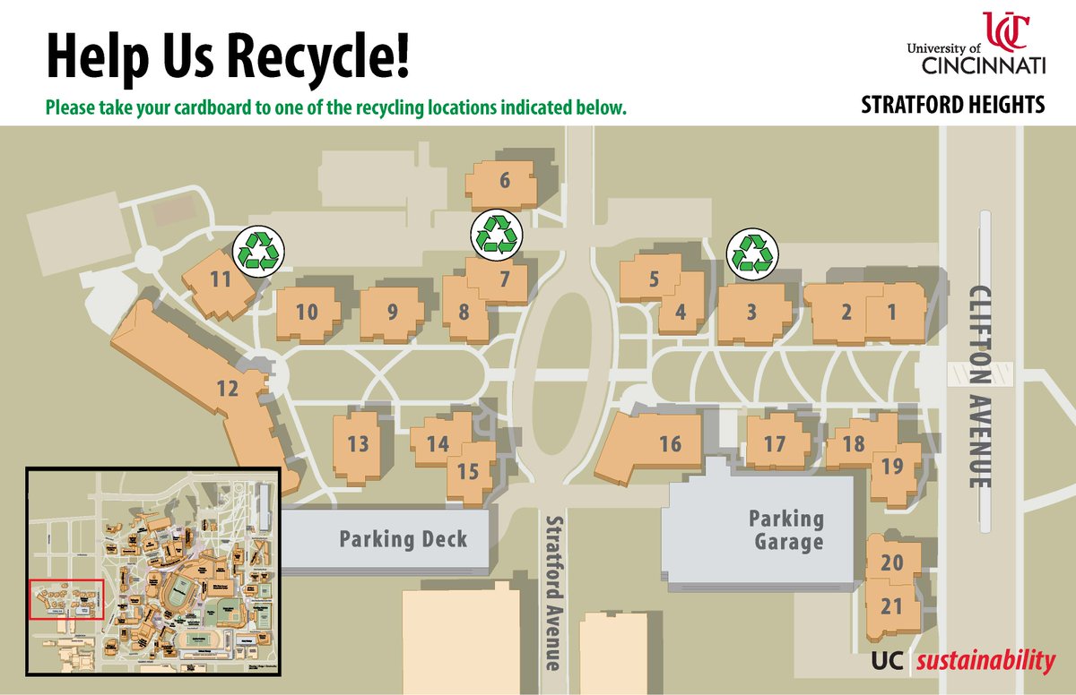 UC|sustainability (@ucsustainable) on Twitter photo Moving in to a residence hall at <a href="/uofcincy/">University of Cincinnati</a> next week? Help us to divert waste from the landfill be ensuring that your recyclables are taken to one of these convenient locations!
<a href="/UCStudentGov/">UC Student Government</a> <a href="/uofcincy_RED/">UC RED</a>
#nextliveshere #bearcats #cincinnati #wastediversion Moving in to a residence hall at <a href="/uofcincy/">University of Cincinnati</a> next week? Help us to divert waste from the landfill be ensuring that your recyclables are taken to one of these convenient locations!
<a href="/UCStudentGov/">UC Student Government</a> <a href="/uofcincy_RED/">UC RED</a>
#nextliveshere #bearcats #cincinnati #wastediversion