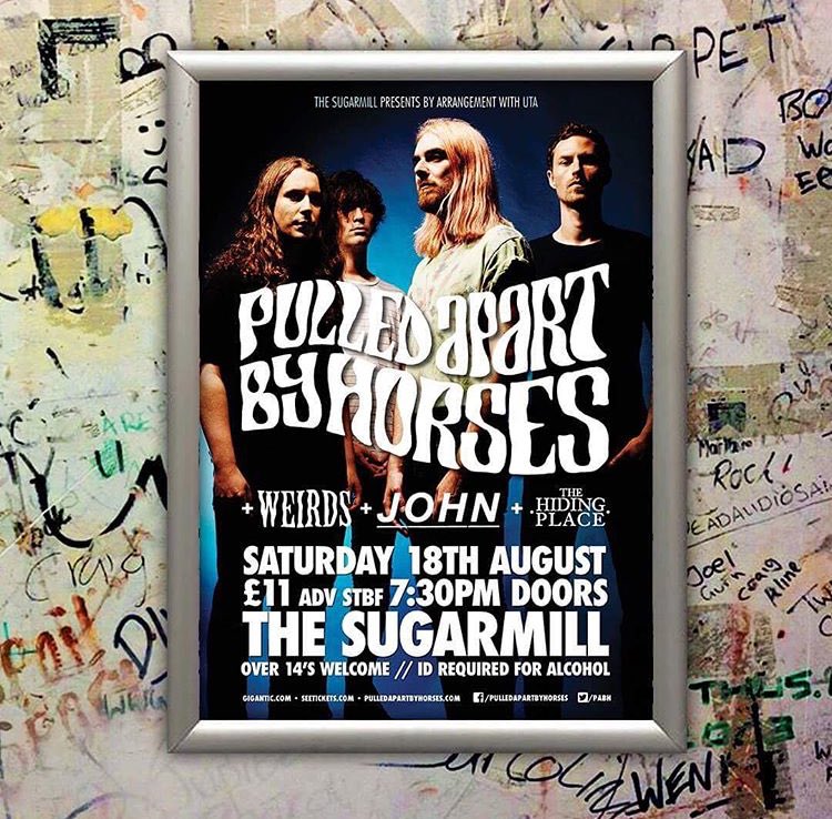 Pulled Apart By Horses (@pabh) on Twitter photo This Saturday night we're playing <a href="/SugarmillStoke/">The Sugarmill</a> in Stoke-on-Trent with <a href="/weirdsband/">WEIRDS</a> + @JOHNTIMESBYTWO + <a href="/wearethp/">The Hiding Place</a> This will be our last UK headline show for a while now folks 😥 Remaining tickets right here > goo.gl/N8AnPB This Saturday night we're playing <a href="/SugarmillStoke/">The Sugarmill</a> in Stoke-on-Trent with <a href="/weirdsband/">WEIRDS</a> + @JOHNTIMESBYTWO + <a href="/wearethp/">The Hiding Place</a> This will be our last UK headline show for a while now folks 😥 Remaining tickets right here > goo.gl/N8AnPB