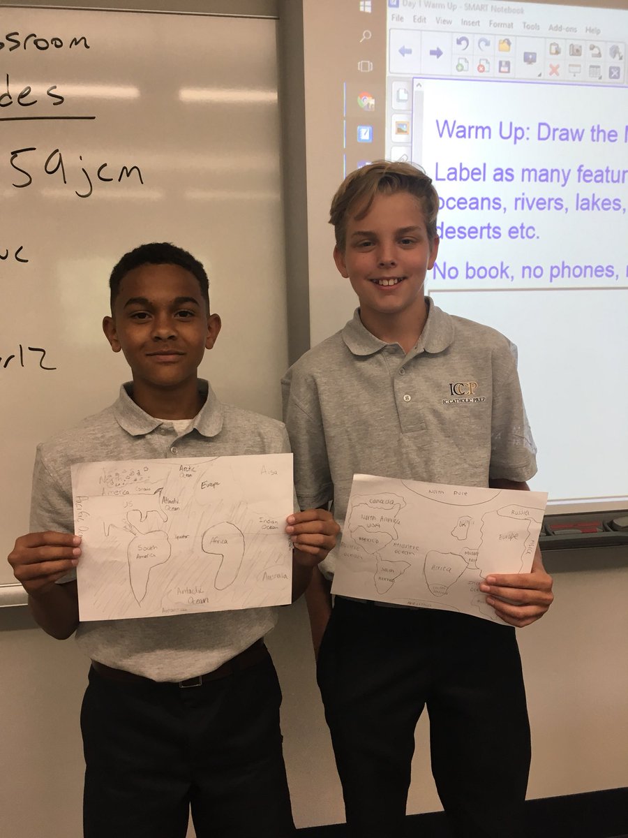 MDohertyICCP's tweet photo. First day of World History challenge: Draw the map of the world. ๐บ Here are the winners from each period! https://t.co/qHWqDDeyc6