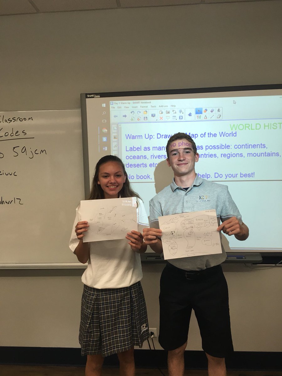 MDohertyICCP's tweet photo. First day of World History challenge: Draw the map of the world. ๐บ Here are the winners from each period! https://t.co/qHWqDDeyc6