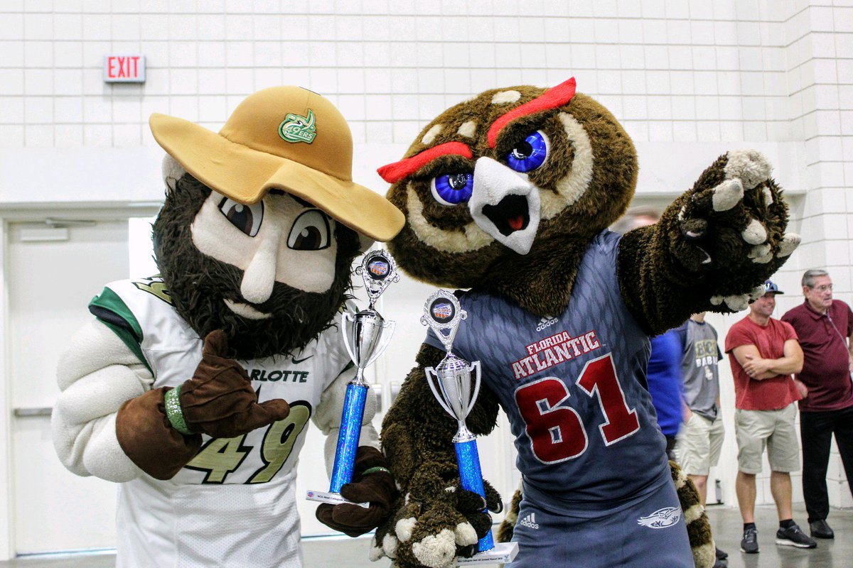 NCA_Tuffy's tweet photo. Congrats to Norm the Niner from UNC-Charlotte, named Most Collegiate Mascot and Owlsey from FAU taking home Best All Around from Myrtle Beach!! They are both headed to NCA Nationals 2019 in Daytona Beach, FL!!! https://t.co/qWwDOFkj9f