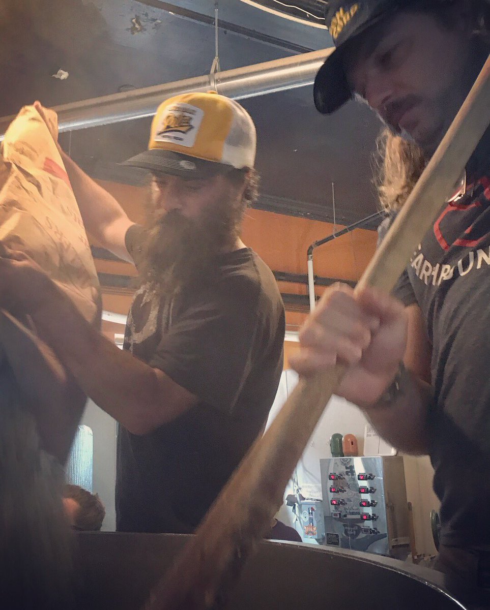 Brewing our first Gruit today with our pals from St. Louis @earthboundbeer Super excited to be working with these guys and learn about brewing without hops. Bitterness and flavors will come from a huge Red Cedar addition to the mash and Heather Flowers in the boil kettle! #gruit