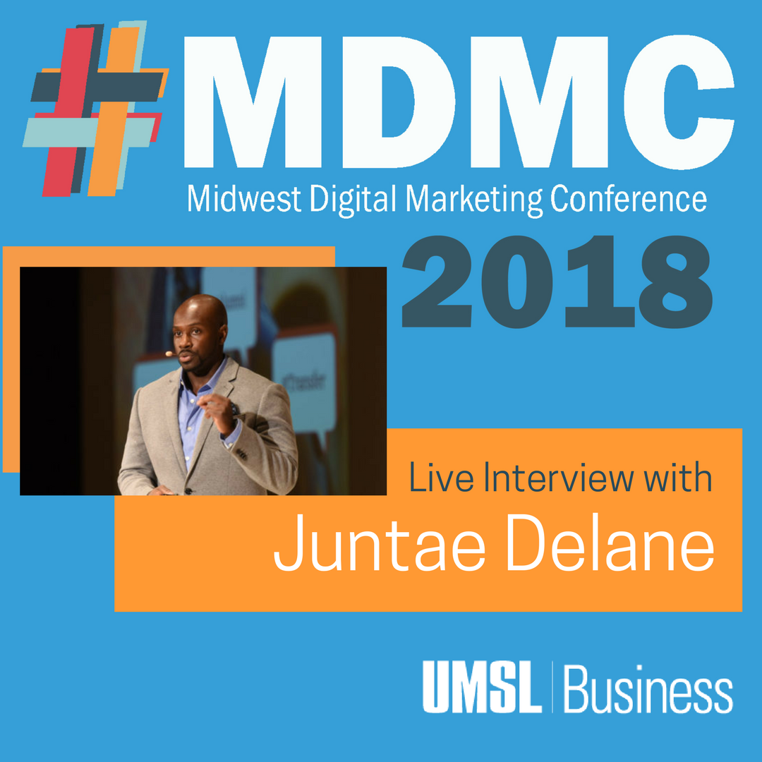 UMSLBUSINESS's tweet photo. In the new #UMSLBusiness podcast, we talk with Juntae Delane live from #MDMC18. Juntae Delane, the founder of Digital Branding Institute, speaks about the importance of #digitalbranding and explains how the field is changing https://t.co/EwhaNpNULR https://t.co/5CjpaYxZr9