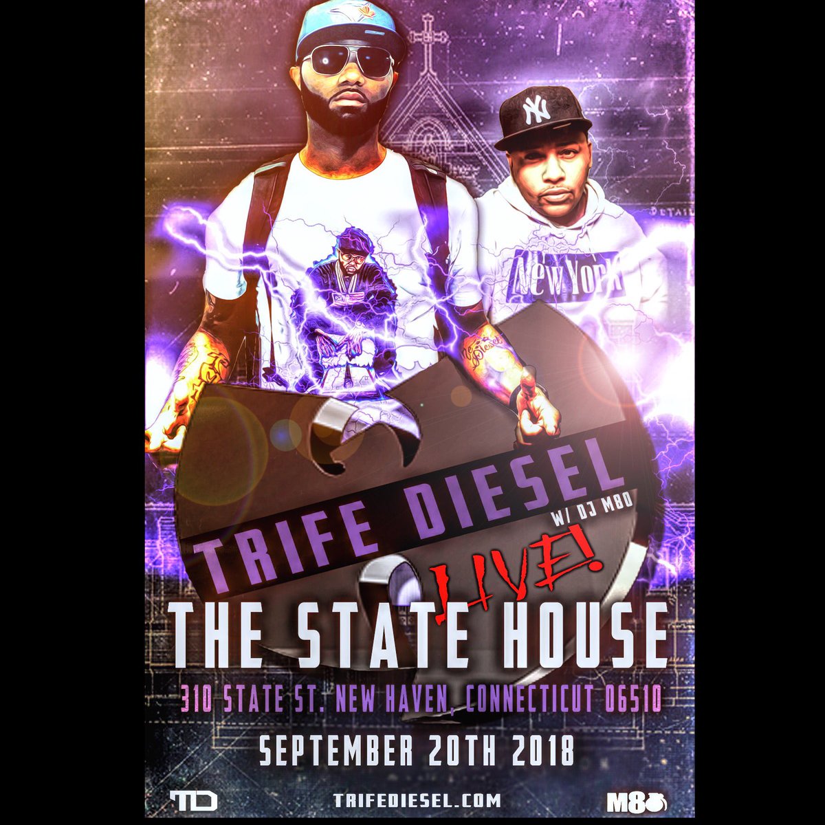 TrifeDiesel's tweet photo. “Real niggas lick shots peace Connecticut!” -  Myself and @m80theproducer will be in Connecticut on Thursday September 20th! Go to [https://t.co/jAFDEOYw6M] and hit up the #PopeStore to get my album! 🔥#TheProjectPope2 #TrifeDiesel #M80 #TheStateHouse CLICK LINK IN BIO! @Raekwon https://t.co/aB9kddt6AQ