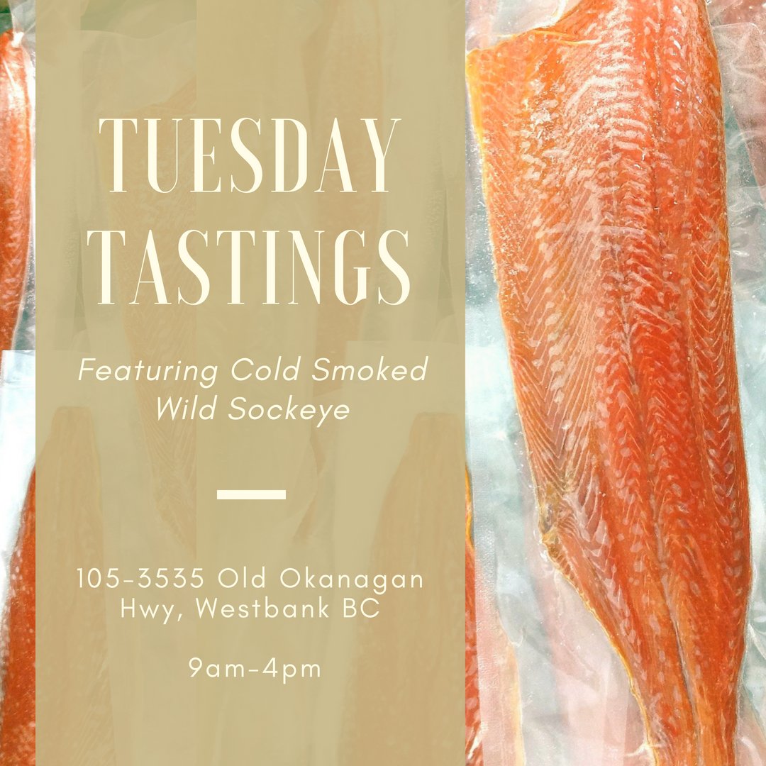 TUESDAY TASTINGS! Come sample our Cold Smoked Sockeye! Located at 105-3535 Old Okanagan Hwy from 9am-4pm
#OkanaganSelect #Sockeye #TuesdayTastings #Sylix #OkanaganLife #EatLocal #OceanWiseLife #OkanaganValley #OkanaganLifestyle #ColdSmoked #Smoked #Salmon