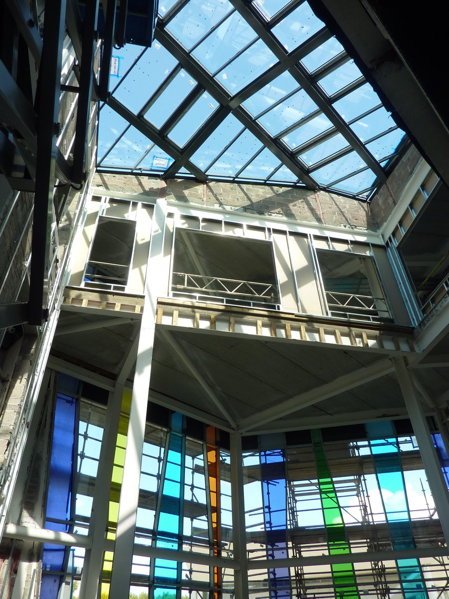SSSArchitects's tweet photo. Exciting times at the Student Service Building for @itbdublin. One very vibrant atrium space coming together! #EXEED #purcellconstruction https://t.co/YIItCStOYg