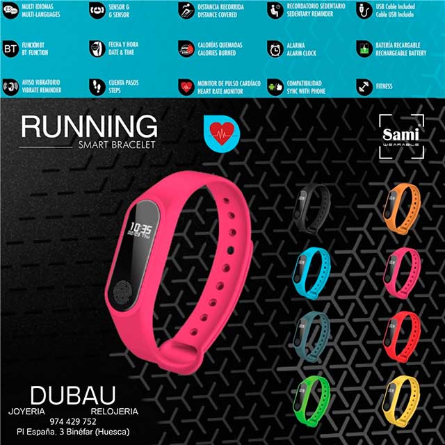 InfoGema's tweet photo. ¡¡Por fin las tenemos!! Pulseras de actividad. 🤼‍♀🏋‍♂🤸‍♂🤾‍♀ Son dispositivos que nos recogen datos -normalmente de nuestra actividad física-, y nos sirven como complemento para nuestro smartphone. Disponible en varios colores y modelos en Relojería Dubau de Binéfar https://t.co/Z7oHiRRnf3