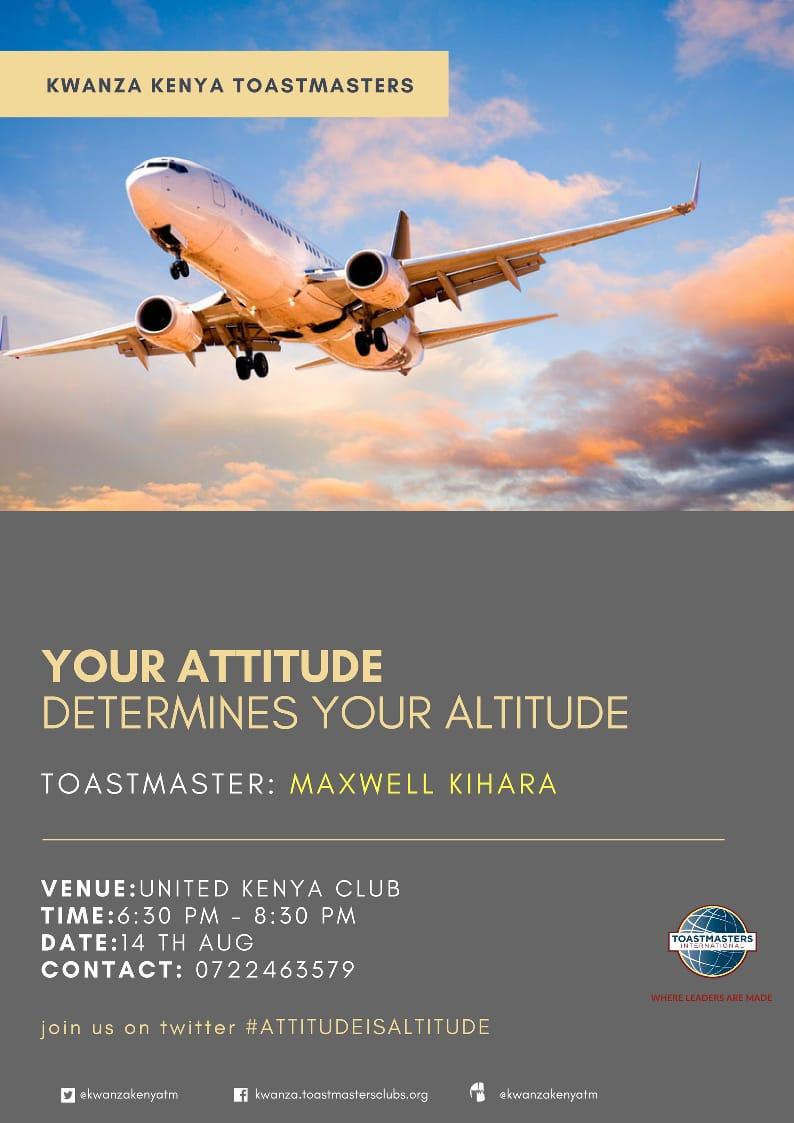 Happening now and @kwanzakenyatm is making sure you don't leave the room as you entered. @Toastmasters @ToastmastersEA #attitudeisaltitude #KileleToastmastersClub #EastAfricaToastmasters #WhereLeadersAreMade