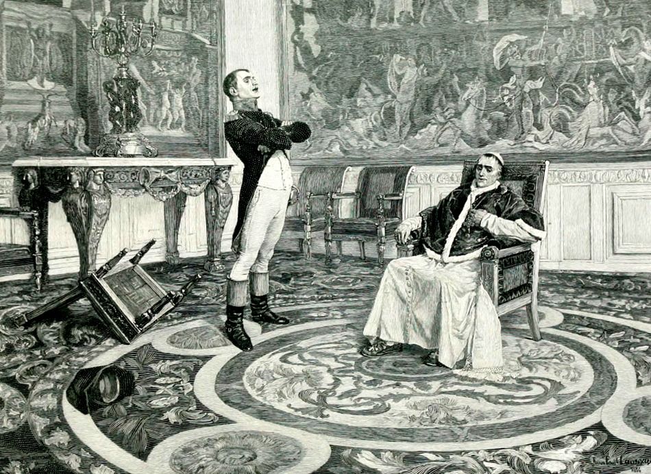 Indvending forene partiskhed Fergus Butler-Gallie on Twitter: "Happy 270th birthday to Pope Pius VII,  seen here just after he informed Napoleon that he wouldn't be allowed chips  with his tea as a punishment for his
