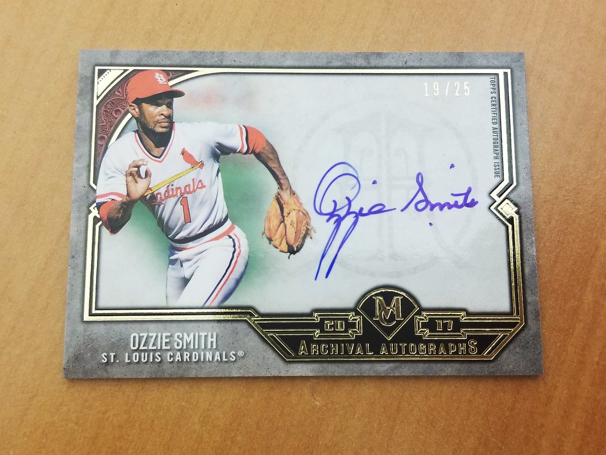 MLB's tweet image. No one flashed the leather better than Ozzie.

RT for a chance to win this @topps autographed beauty. #MLBCards
