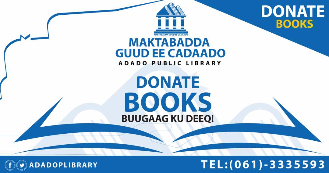 AdadoLibrary's tweet photo. @AdadoPLibrary is launching book donation to receive more different books from different writers in different sectors. Taking from this opportunity, we request @MogBF's participants to #donateAbook.
#MBF2018 
#MaktabaddaCadaado 
#Somalia https://t.co/E2IU8eX8Tm