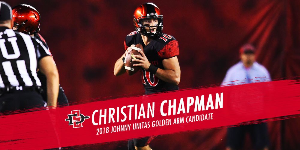 Congrats to Christian Chapman for being named a Johnny Unitas Golden Arm Candidate! Award goes to quarterback with attributes of character, citizenship, scholastic achievement, leadership qualities and athletic accomplishments. #Win22

More: bit.ly/2Baqx9A