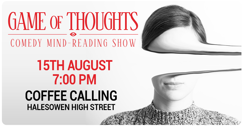 InclusionTools's tweet image. Want an evening of coffee, cake and comedy magic? Come join us in Halesowen tomorrow at 7 PM for Game of Thoughts. £10 a ticket, free drink and cake included! Tickets on the door or at mindsways.com/got/