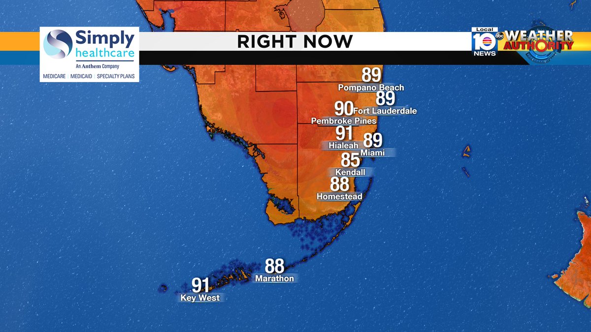 It's 2PM, here are south Florida's current temperatures. #BROWARD #MIAMIDADE #FLKEYS Presented by Simply Healthcare https://t.co/azVDgrvJLA