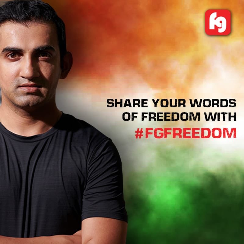 GautamGambhir's tweet photo. Hey guys, it is that day of the year, when we celebrate our tryst with destiny. Our Independence. Our Freedom. So this 15th share your idea of Freedom. Share your videos, your thoughts on https://t.co/r5aLyhyKOx with #FGFreedom and there are surprises waiting for you @Funngage https://t.co/DOE3n5FxbR