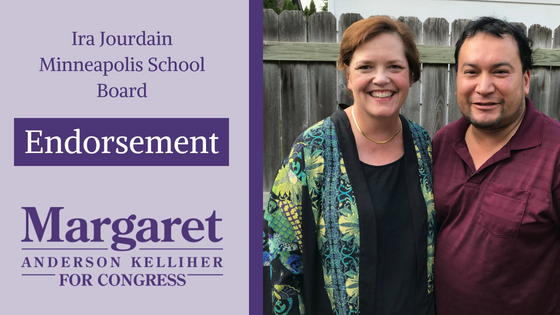 MAKforCongress's tweet photo. I am proud to have the endorsement of @irajourdain Director of the Minneapolis Board of Education. I will go to Washington to stop DeVos's unrelenting attack on education. Together with leaders like Ira, we can work toward closing the special education funding gap in #CD5. https://t.co/MZKFRO5Vnw