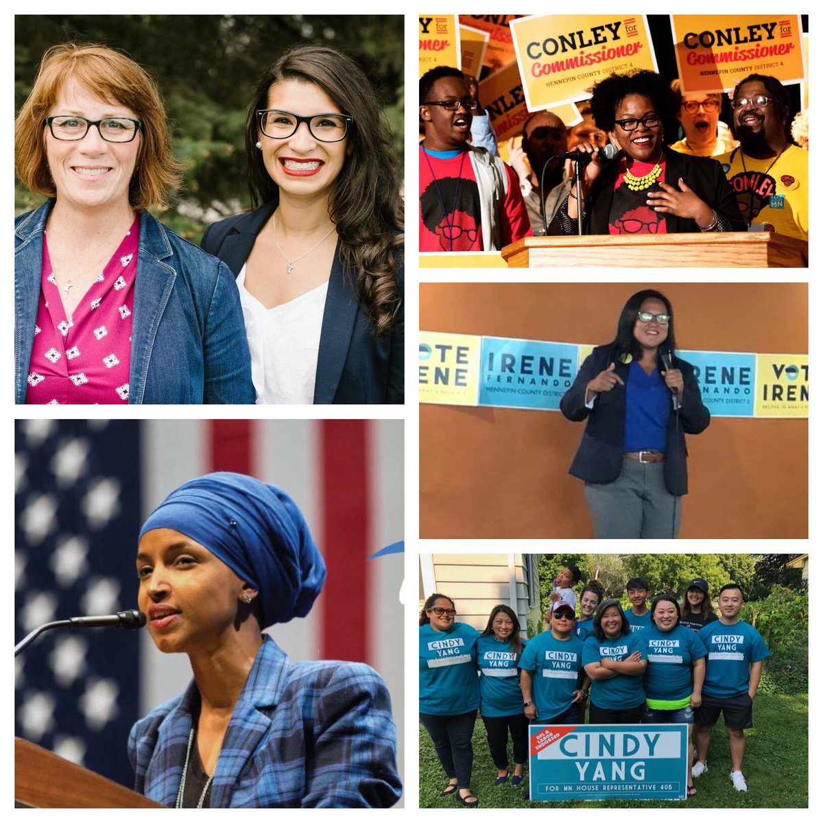 LowlyPolicyAide's tweet photo. I’m so inspired by these amazing women. Here are the primary races that I care about.

Governor: @epmurphymn 
Congress: @IlhanMN 
County Commissioner: @voteconley 
 &amp; @irenekfernando 
House: @Cindy4House 

Polls are open until 8 pm tonight. Please vote!
https://t.co/qb3PNmkF1g https://t.co/ZfUrVXiFAz