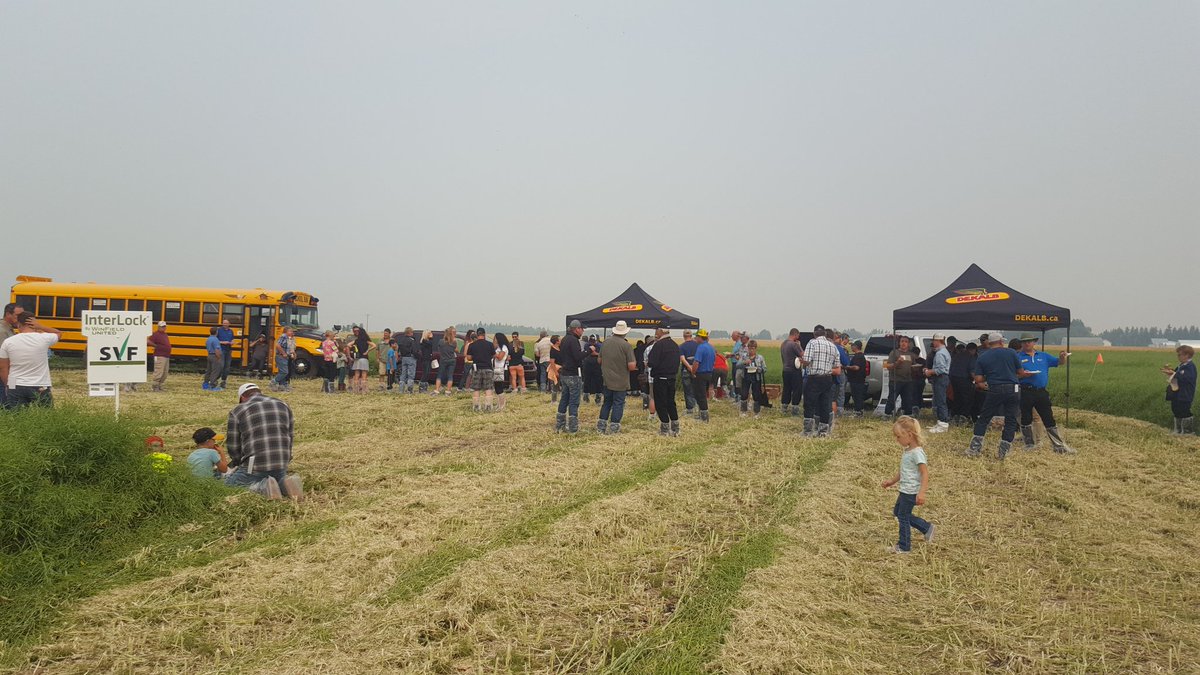 SVFltd's tweet photo. #SVFCroptour18 is underway .A huge turnout for this trip . We are at Stop 1 @Tasha_Keith @AgvocadoJackson @DEKALB_Canada https://t.co/PEJKy4QQZF