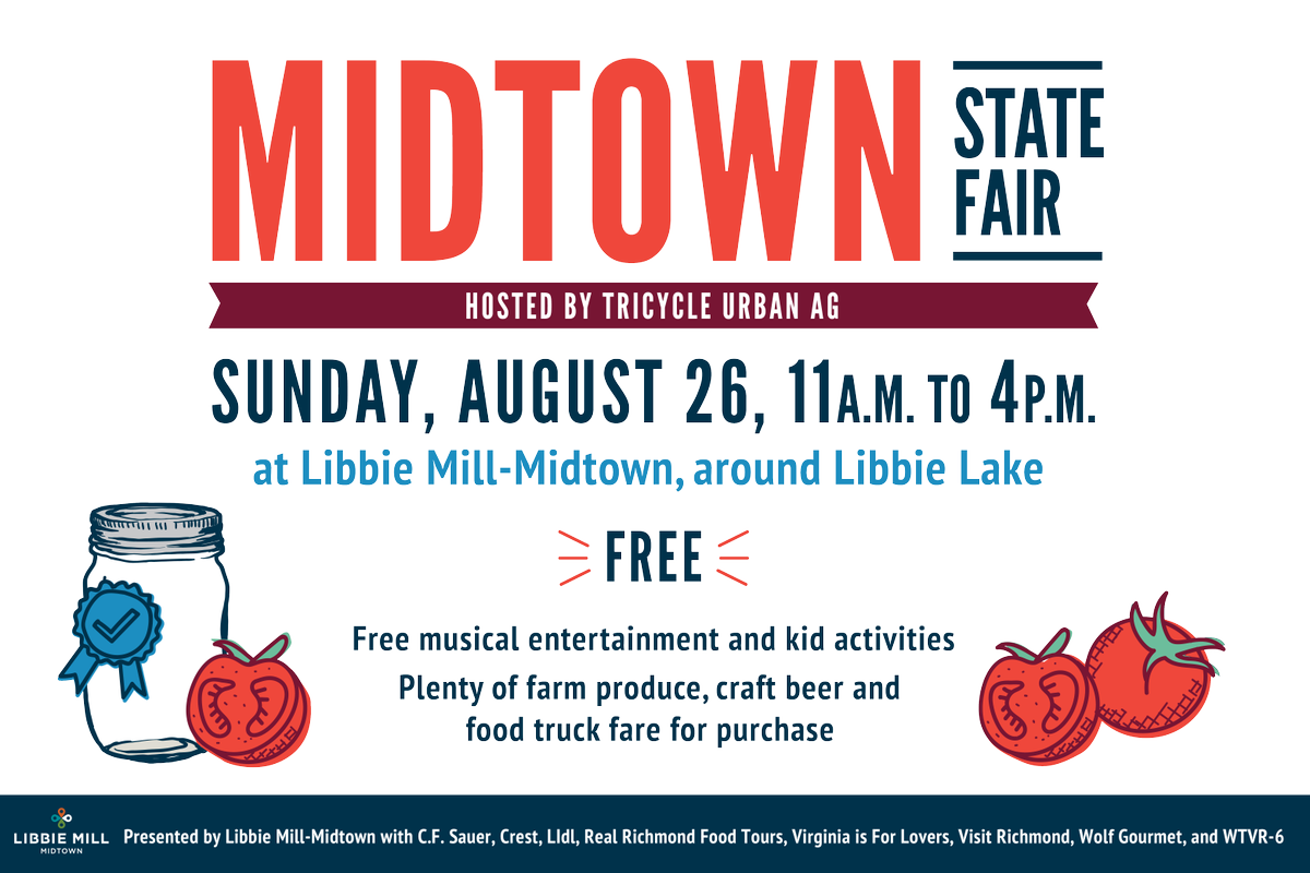 LibbieMillRVA's tweet photo. Who is excited for the Midtown State Fair? #rva #henrico #libbiemill #midtownstatefair https://t.co/BRjbxjDvN7