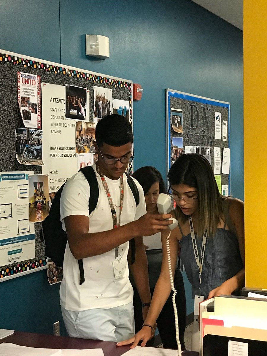 Student body President and Vice President of <a href="/DNHS_Knights/">Del Norte Knights</a> <a href="/DELNORTEHS/">#KNIGHTTIME</a> preparing the daily announcements #APSGoesBacktoSchool