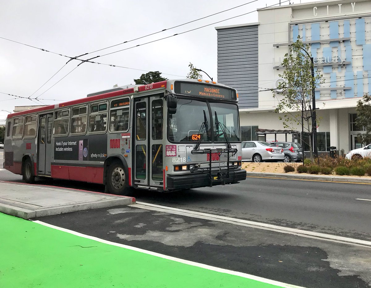 sfcta's tweet image. The Masonic Ave Streetscape Project includes...

- Reallocated road space to calm traffic
- A dedicated raised green bike lane
- New medians + bulbouts
- Bus boarding islands
- Repaving
- More visible traffic signals
- Wider sidewalks
- Better lighting
- A new public plaza