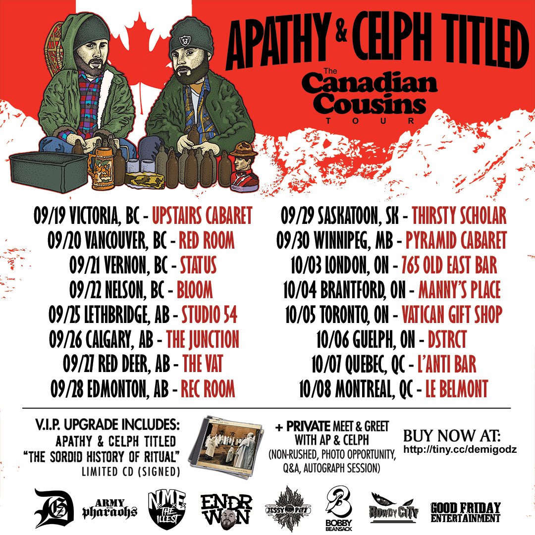 CANADA: @ApathyDGZ + @CelphTitled ON TOUR! Tickets: mailchi.mp/3472692b25aa/a…