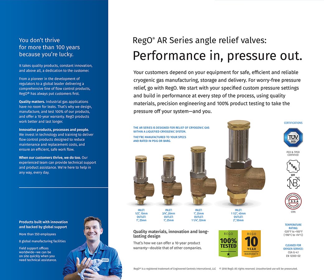 RegOproducts's tweet photo. Performance in, pressure out. New AR Series precision-engineered angle relief valves are here! Custom pressure settings, quick, identifiable settings/certifications engraved on each valve, thread options, 4-way set point security, 100% shutoff and much more! #110yearsofquality https://t.co/YqPzL5nx56