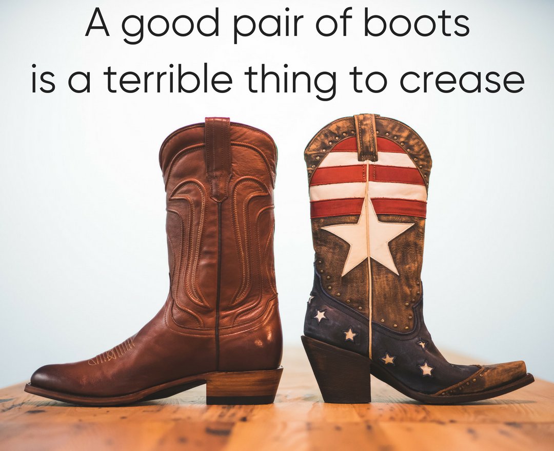 BootButler's tweet image. Isn't that the truth? Protect your boots with Boot Butler today, and save them from preventable wear and tear while organizing your boot collection! buff.ly/2IIlexH #Boots #BootButler #Organize #OrganizedLife #Style #Stylish #Cowboy #CowboyBoots