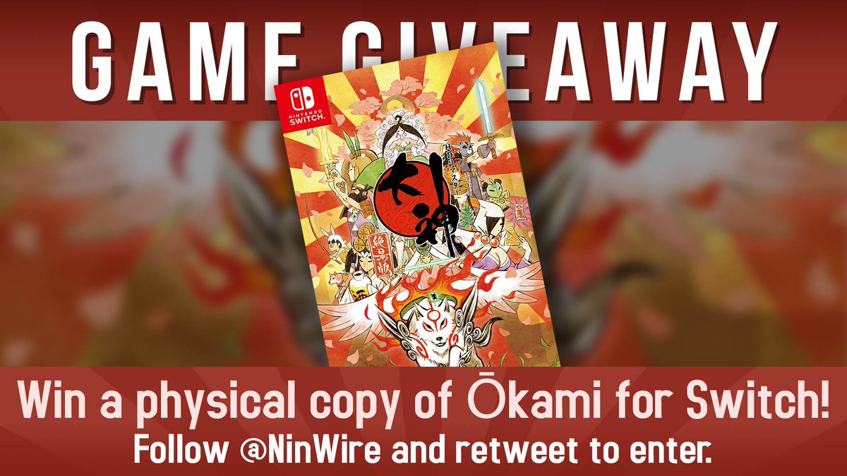 NinWire's tweet photo. Win a physical copy of Ōkami for the #NintendoSwitch. (Never sold in North America, English support included!) Follow and retweet to enter. Winner selected on 8/21. Good luck! https://t.co/b8kSHxictU