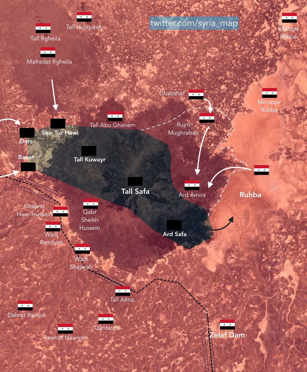 HalconMundial's tweet photo. #SIRIA El Gobierno Sirio  a punto de eliminar a ISIS en Safa!!
Liberados en el frente este:
🚩Rujm Mughrabah
🚩Ard Amira
Enfrentamientos en el frente oeste en Durs, Banat y Shir Tur Hawi
Contraataque fallido de ISIS en Ruhba
Info @syria_map

SIRIA LIBRE!!! 🇸🇾🇸🇾🇸🇾✌️ https://t.co/QkSiryymsK