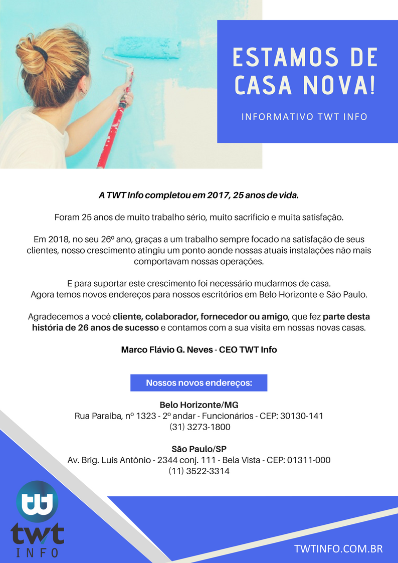 twtsoftware's tweet image. Estamos de Casa Nova!