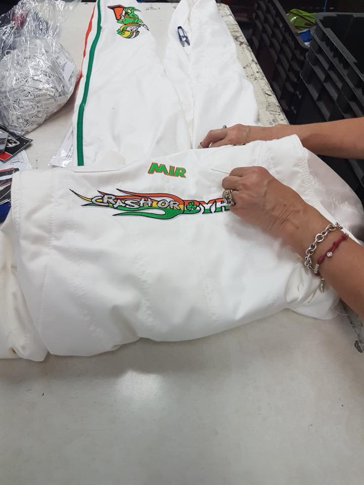 Looking forward to being with <a href="/crashedandbyrne/">tommy byrne</a> when he races the original Hesketh 308 this weekend at Mondello, sporting his snazzy new one-off pair of @MIRRaceline overalls, sorted by <a href="/Angeladurazo/">Angela Durazo</a>!

🇮🇪☘️ #F1