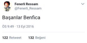 ForzaSenBenYok's tweet photo. Kendi taraftarı bile Benficaya başarılar dilemiş 😀 https://t.co/B4lpwg4Um2