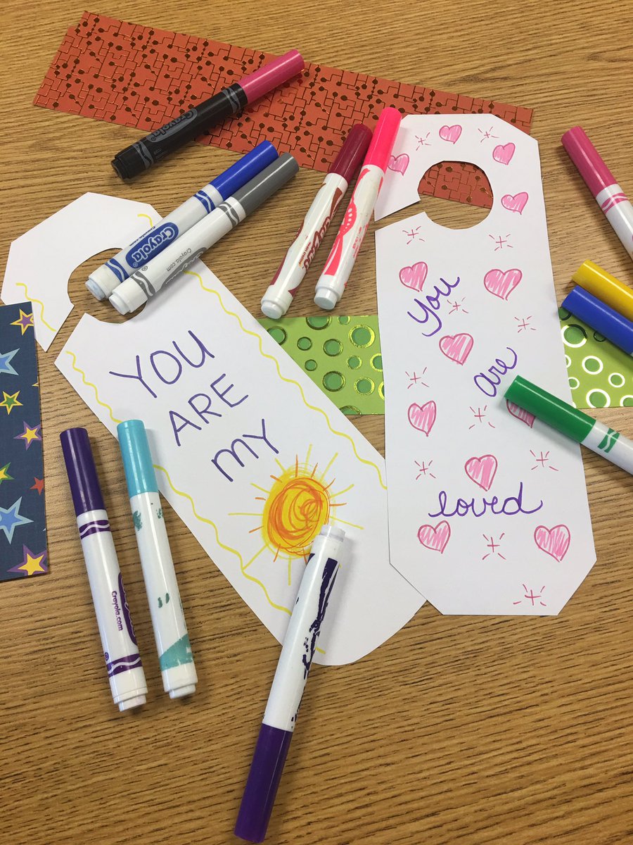 Creating door hangers to encourage our friends and family. #homeroom #serving #character #WeAreMG