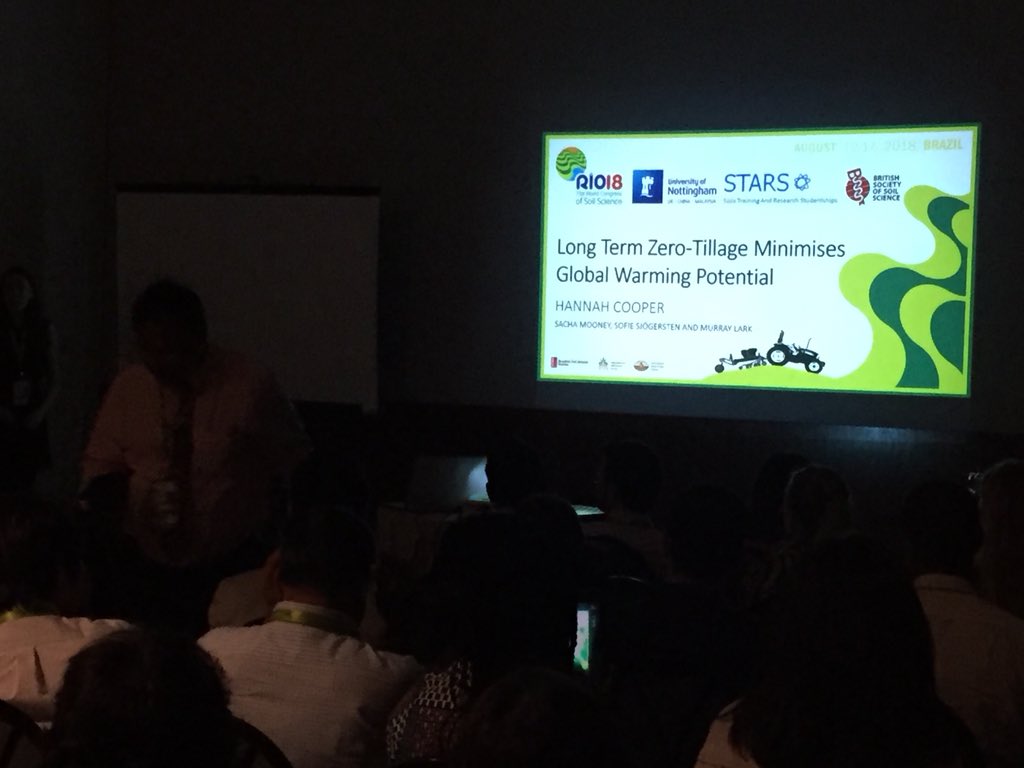 tstorr1's tweet photo. Standing room only as @HannahVCooper presents her research on zero till and global warming potential at #wcss2018 https://t.co/GASILukrP6