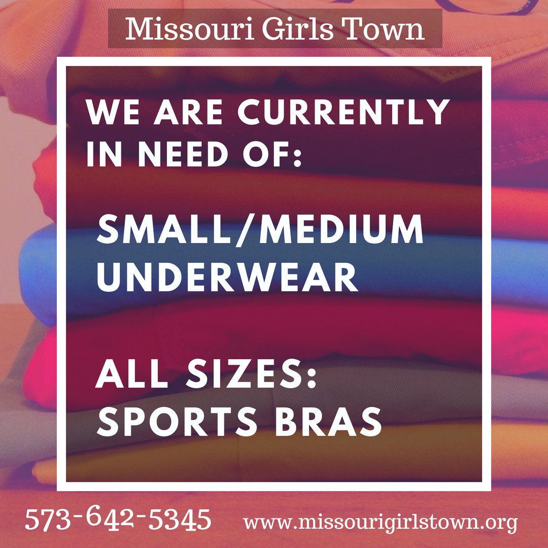 Clients often come to us for treatment with little to none of the hygiene products and clothing essentials necessary for daily living. Help us make a lasting difference; please consider donating some of these much-needed items to youth at Missouri Girls Town #advocate #Youth