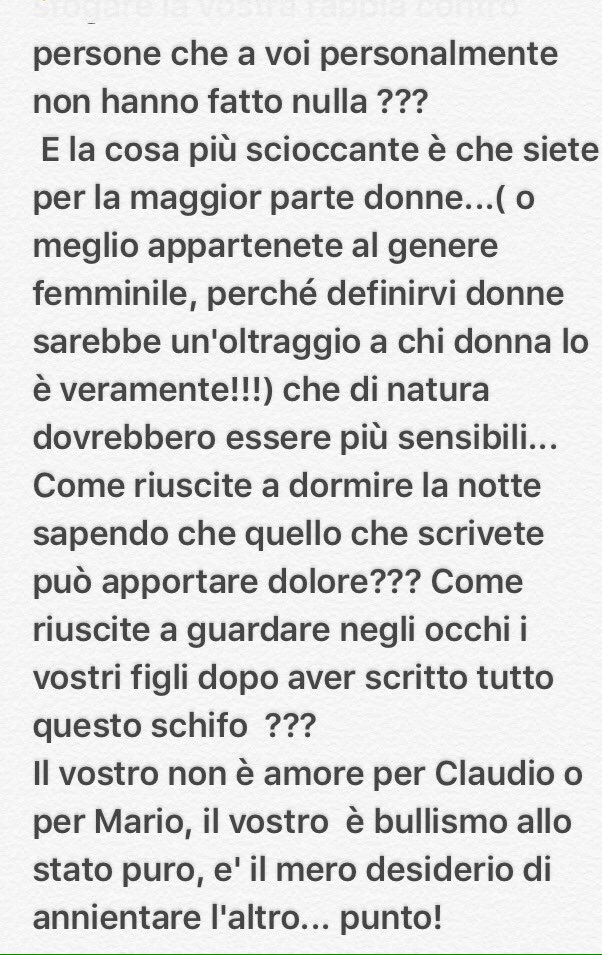 LuanaLu69's tweet photo. Non ho mai scritto nulla sull #clario ma lo schifo che leggo in questi giorni mi ha spinto a scrivere quello che penso ... perché veramente fate accapponare la pelle e rivoltare lo stomaco ... https://t.co/0upgwpsXfB