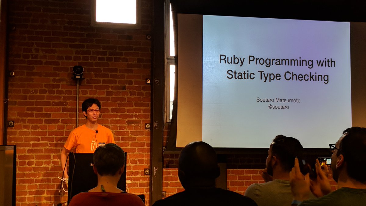 esparta's tweet photo. Now it's turn for Mr. Matsumoto* talking about Type Checking on #ruby.
*no relationship with @yukihiro_matz
#FogCityRuby https://t.co/7omH33yehG