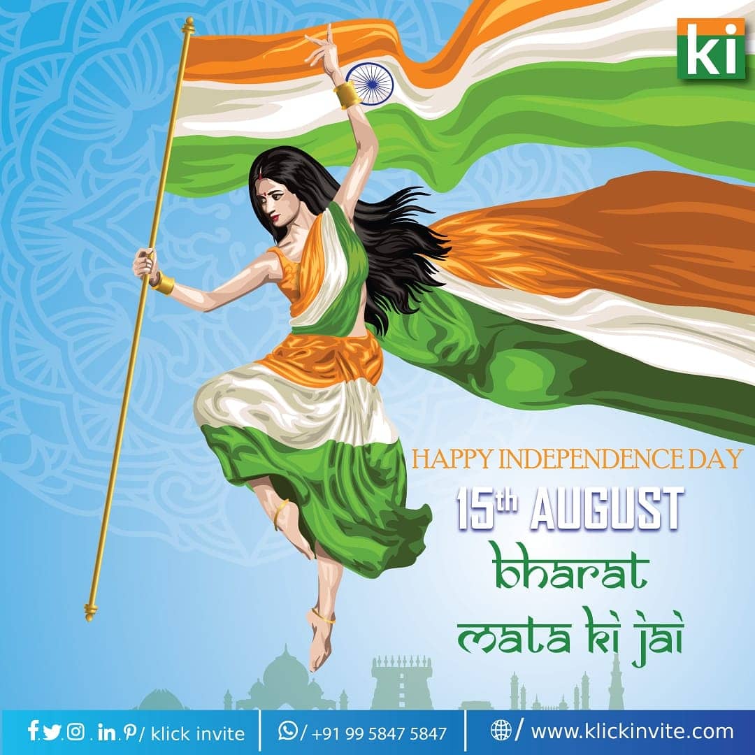 KlickInvite's tweet photo. On 72nd #IndependenceDayIndia, heartfelt salute, tribute & respect to the warriors of freedom struggle. #KlickInvite wishes all of you, each #Indian a very #HappyIndependenceDay
Let's take this great nation marching forward with pride🇮🇳
#VandeMataram #JaiHind
#BharatMaataKiJai https://t.co/ndYWV0oAKT