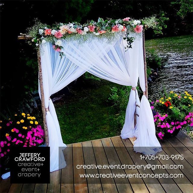 cr8eventdrapery's tweet photo. look at the latest arbour we built and draped. Flowers by us as well!  #Muskoka #Toronto #EventDrape #EventDrapery #TentDraping #CeilingDraping #Backdrops #WeddingBackdrops #Chuppahs #ChairCovers #Lighting #AisleRunners #EventCarpet #Design #Decor #Wedding #Weddings #Special… https://t.co/hxOQW09YPm